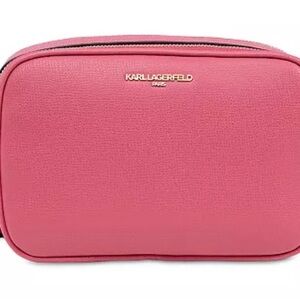 Karl Lagerfeld Pink Textured Leather Crossbody